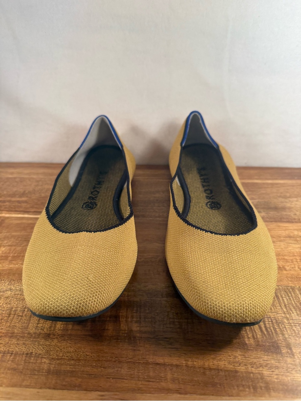 Rothy's Round Toe Flats in Golden Yellow with Black Piping Size 10.5 - Picture 2 of 10